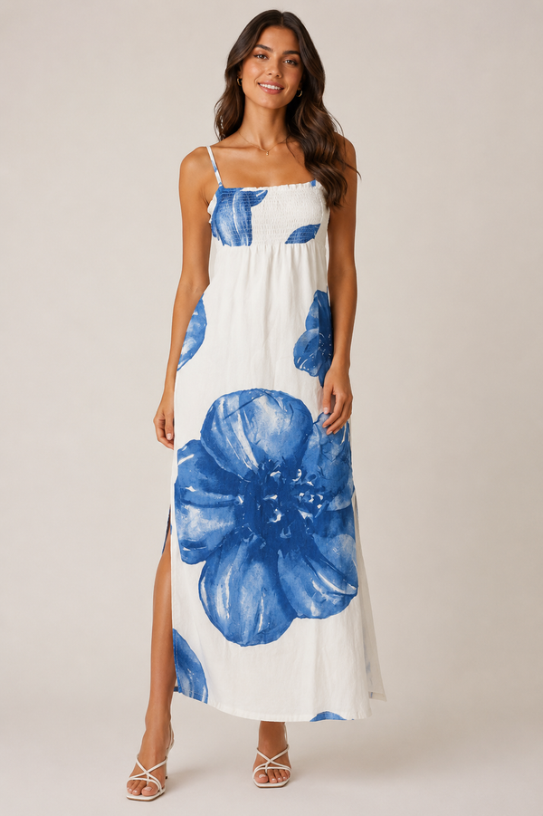 Santorini Bloom Maxi Dress