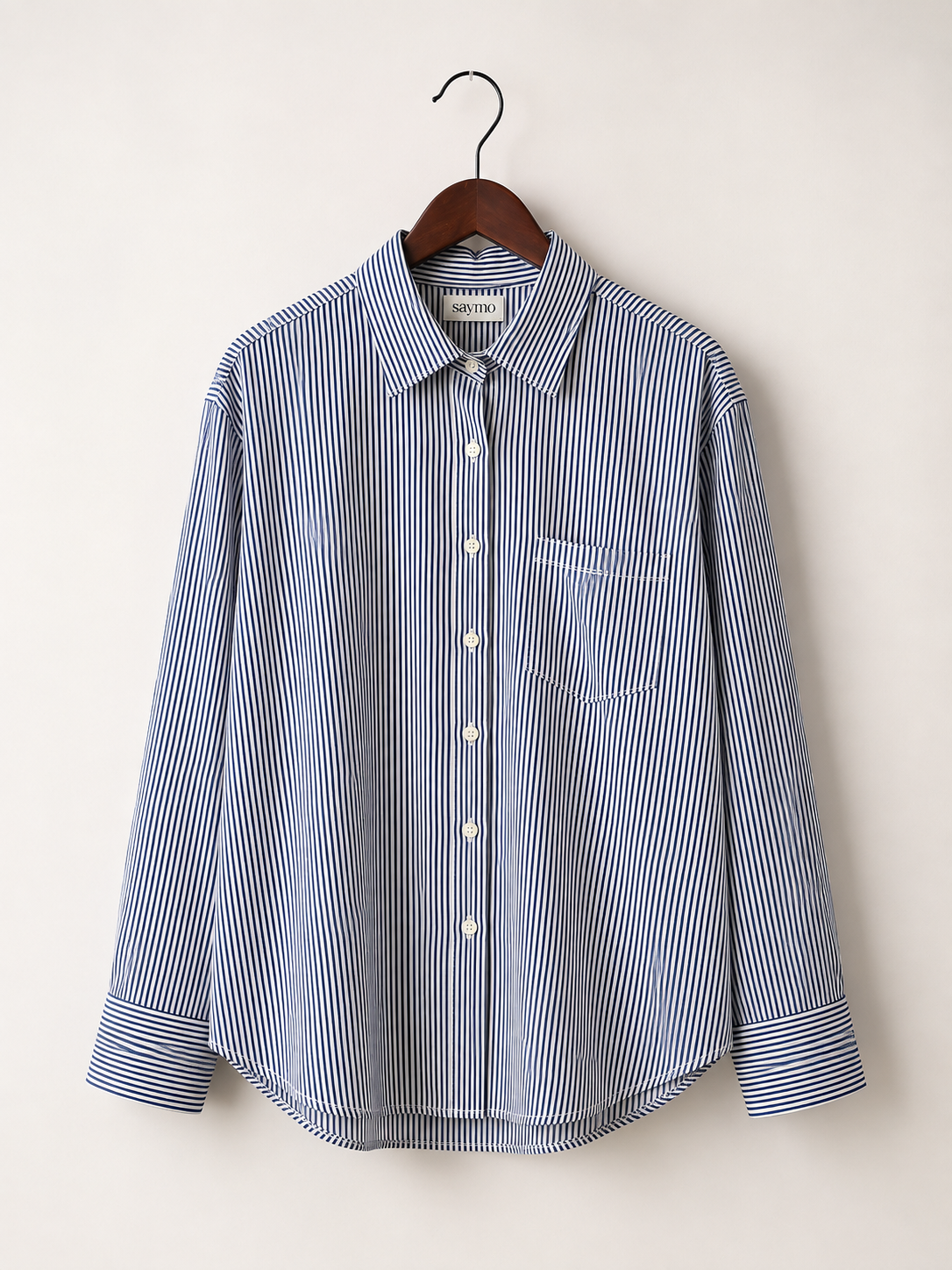 Navy Pinstripe Relaxed Shirt