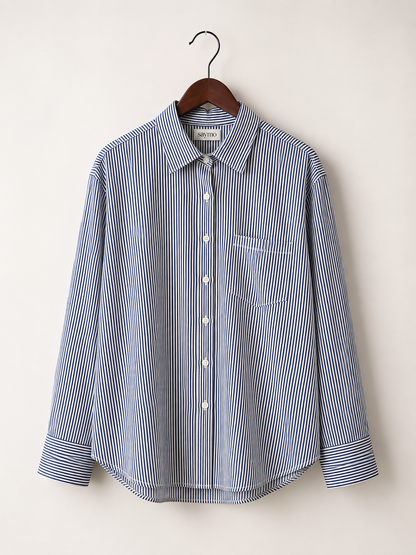 Navy Pinstripe Relaxed Shirt