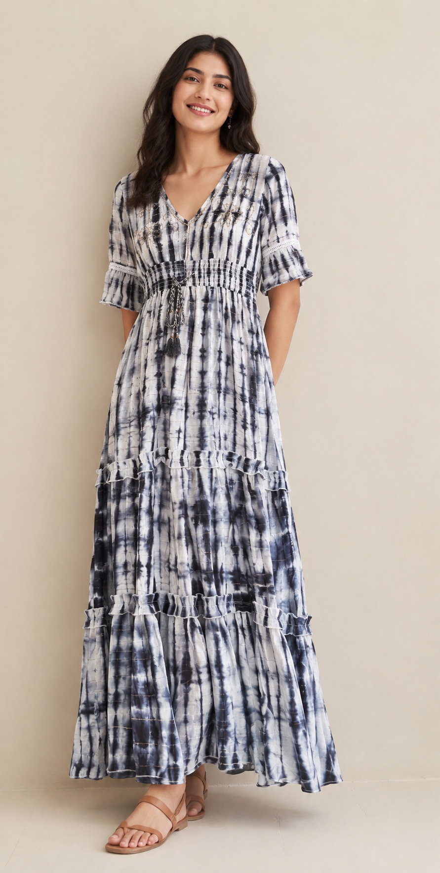 Midnight Tie-Dye Boho Maxi Dress
