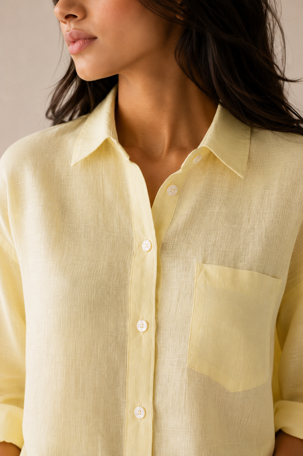 Butter Yellow Pure Linen Relaxed Fit Shirt