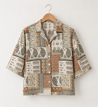 Heritage Patchwork Printed Boxy Fit Shirt