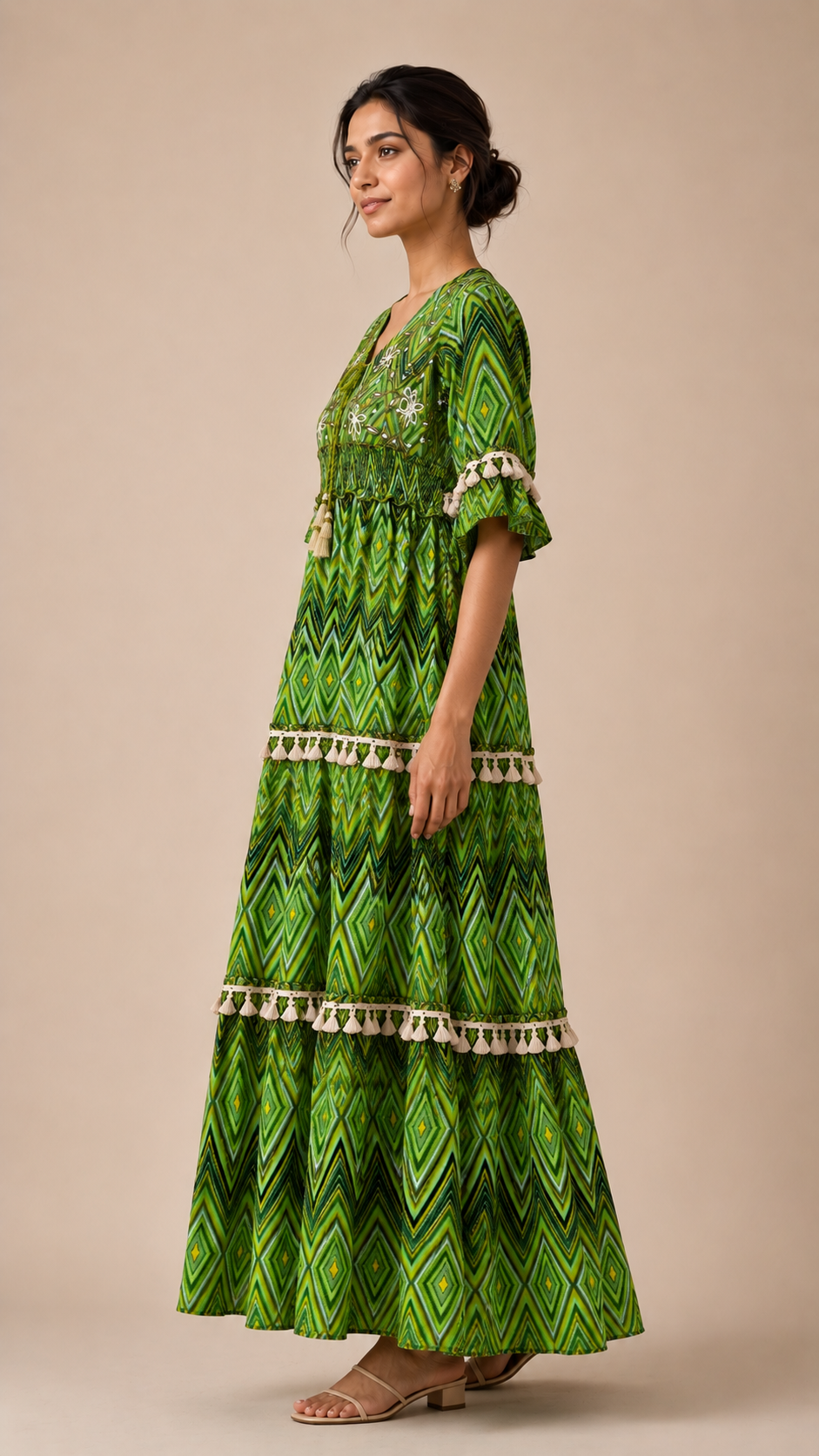 Green Oasis Tiered Maxi Dress