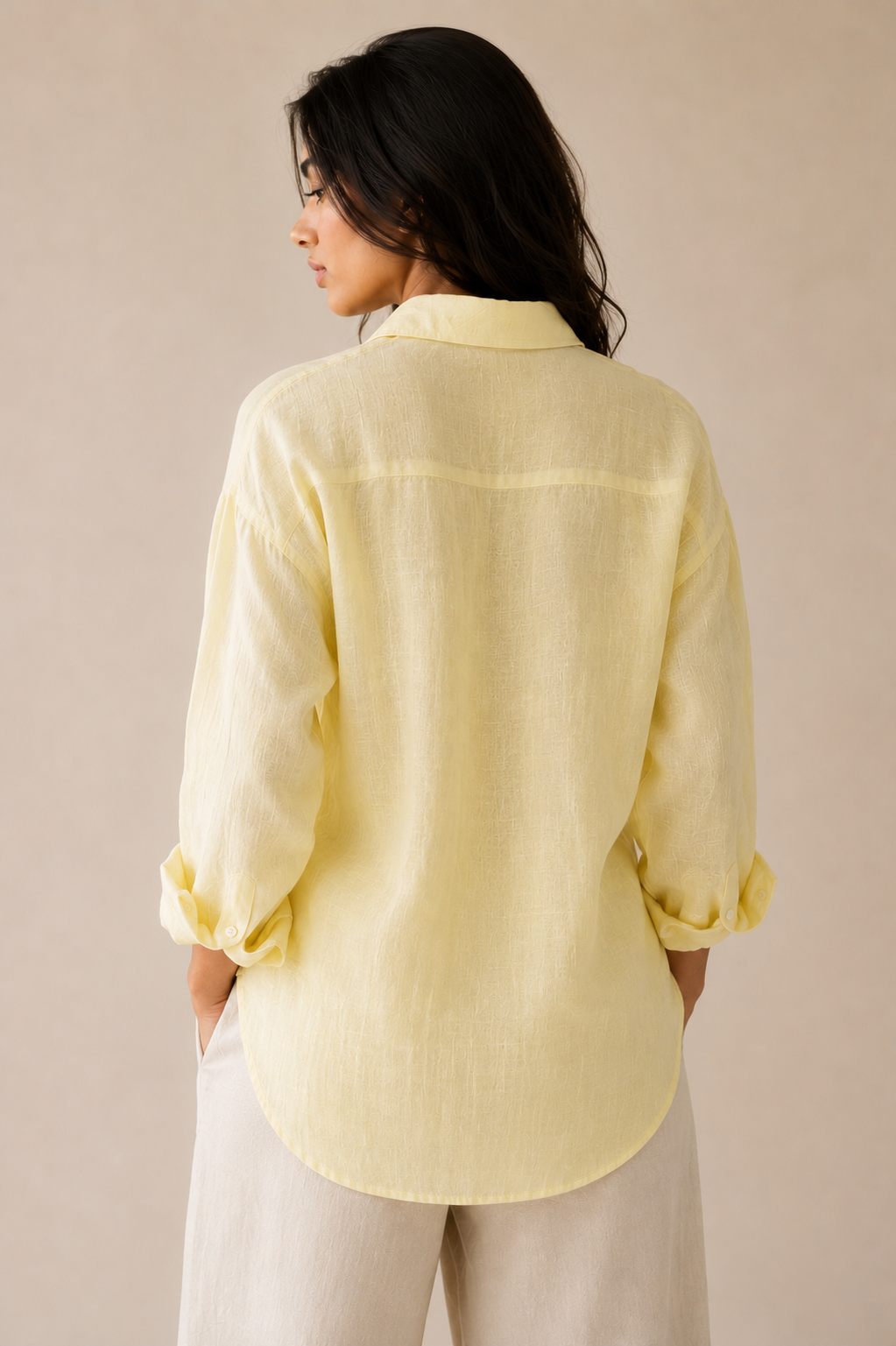 Butter Yellow Pure Linen Relaxed Fit Shirt