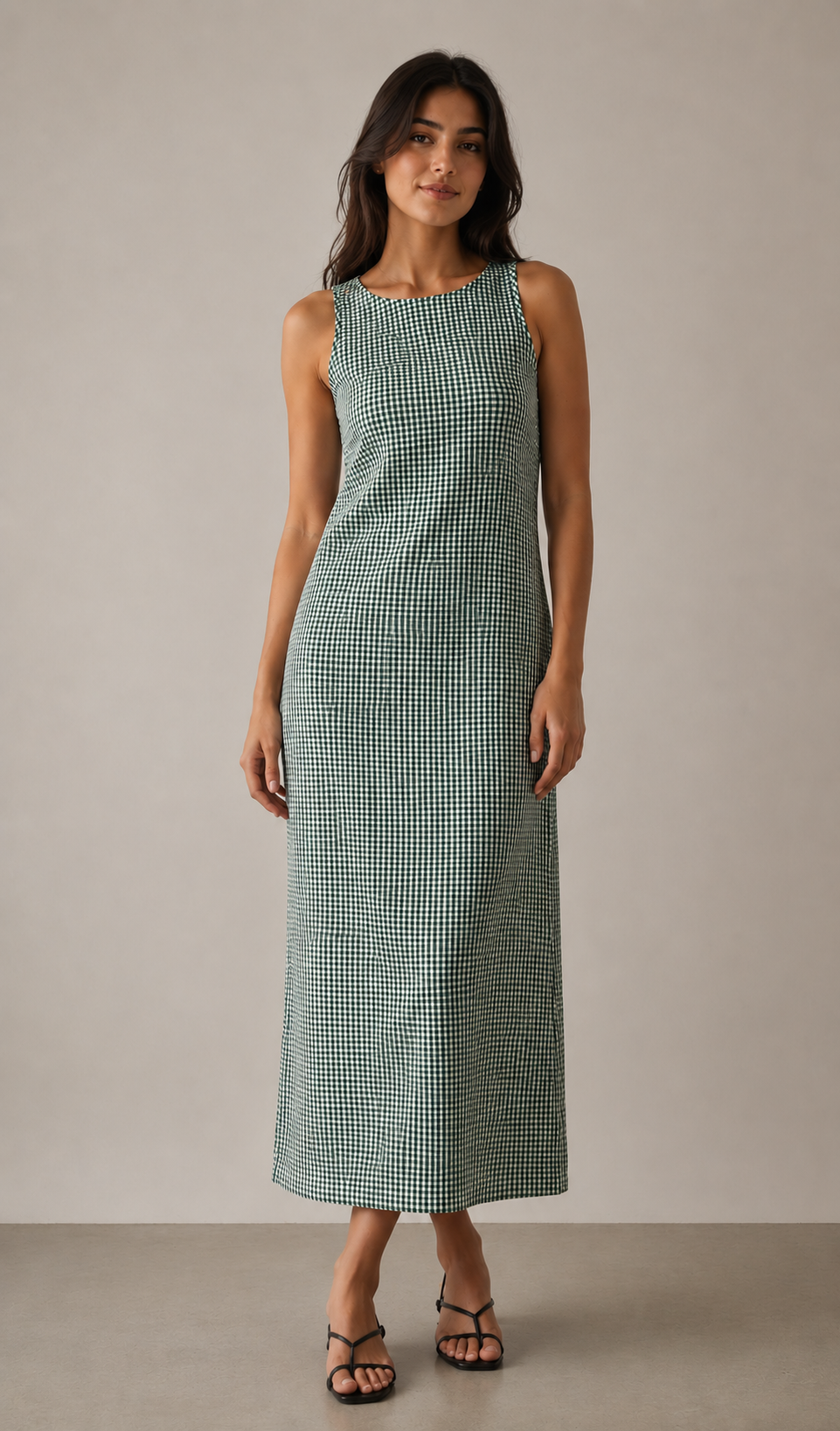 Evergreen Gingham Maxi Dress