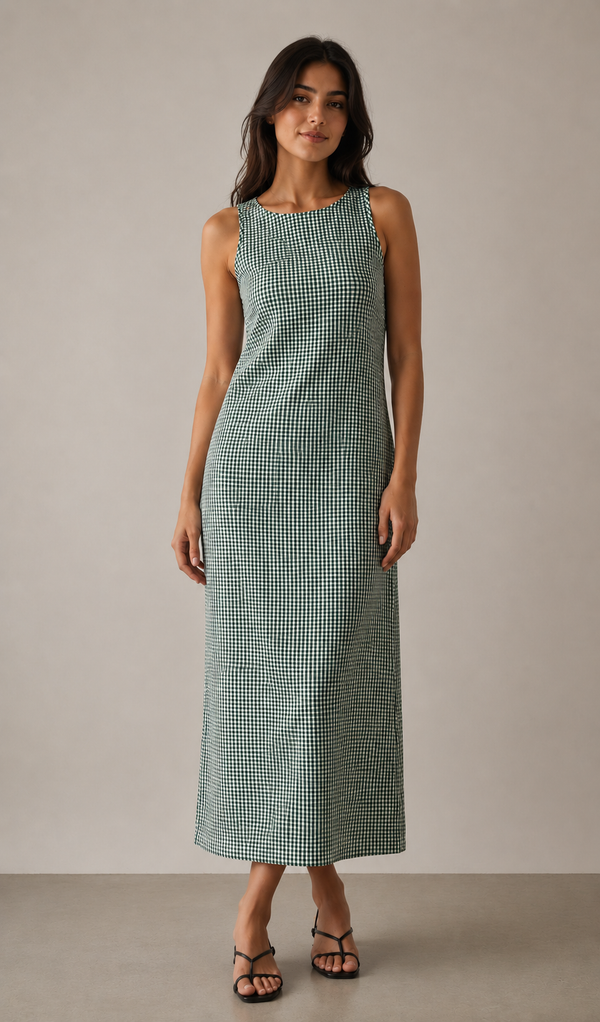Evergreen Gingham Maxi Dress