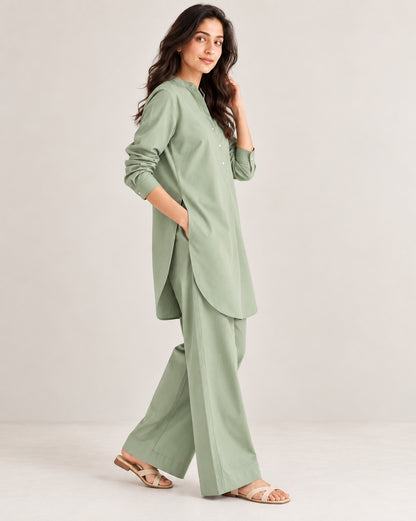 Sage Green Cotton Modal Co-ord Set (Set of Two)