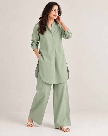 Sage Green Cotton Modal Co-ord Set (Set of Two)