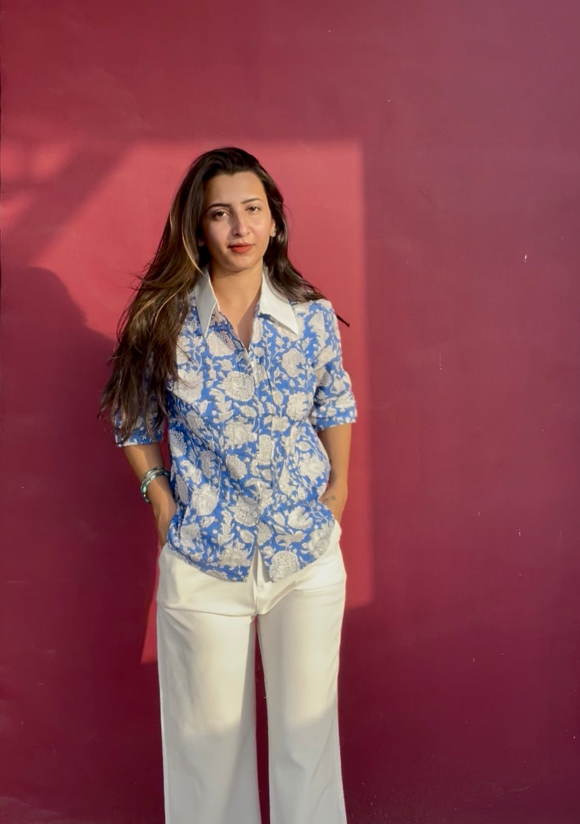 Azure Floral Cotton Shirt