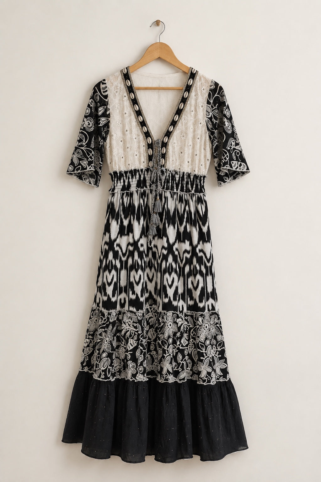 Black Ivory Patterned Boho Maxi Dress
