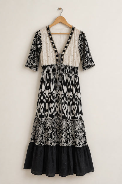 Black Ivory Patterned Boho Maxi Dress