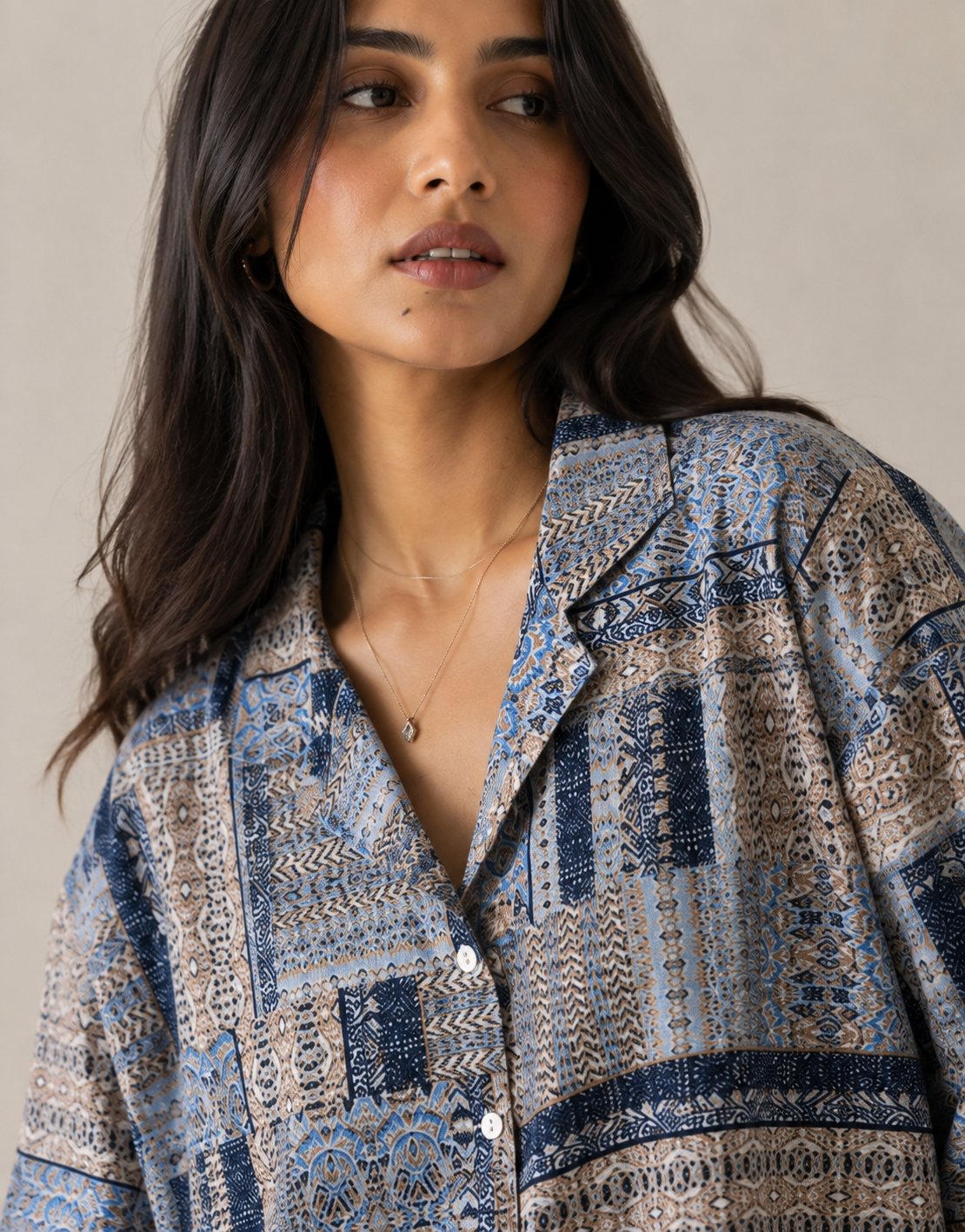 Indigo Mosaic Boxy Fit Shirt