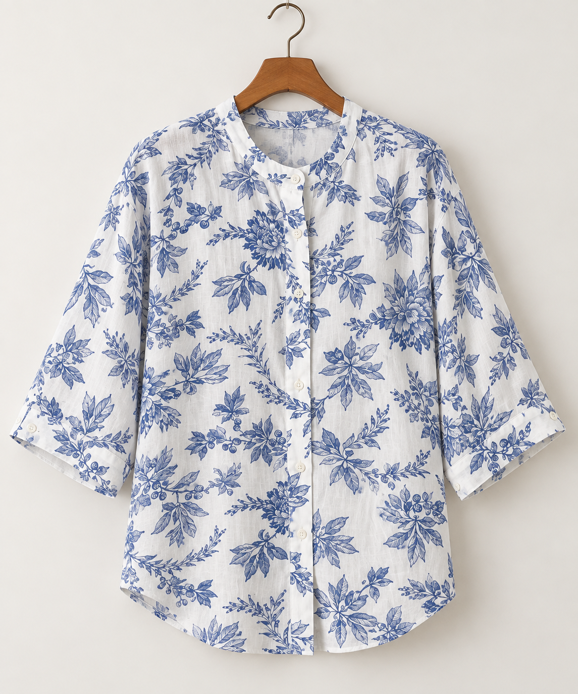 Azure Bloom Cotton Relaxed Fit Shirt