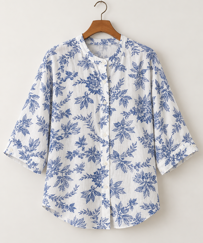 Azure Bloom Cotton Relaxed Fit Shirt