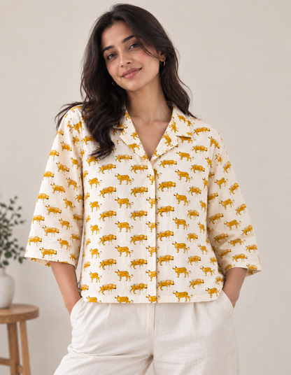 Sunehri Tiger Boxy Relaxed Fit Shirt