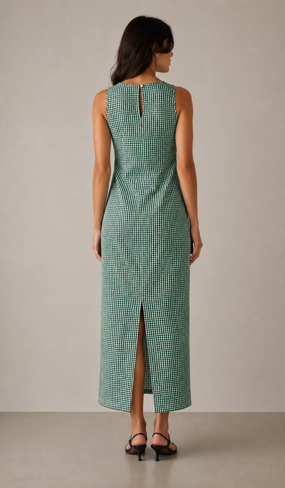 Evergreen Gingham Maxi Dress