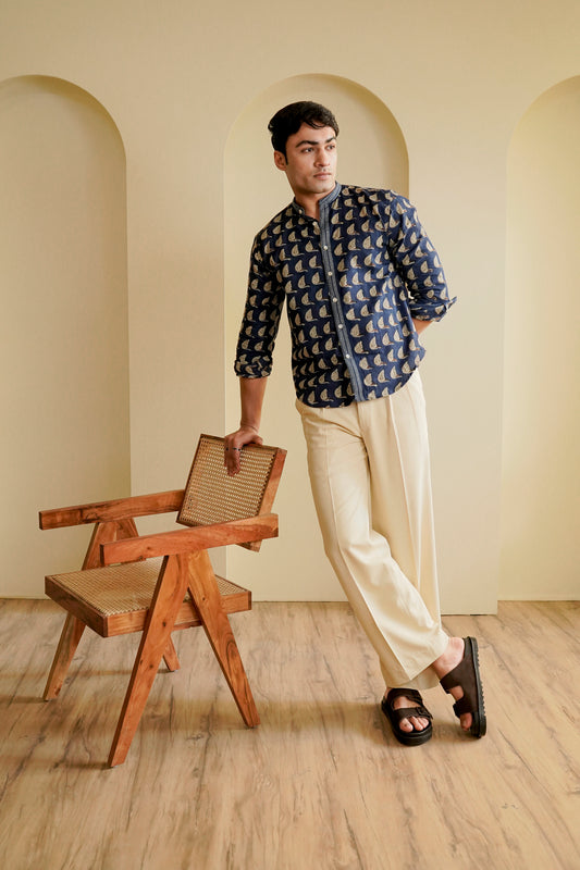 Regular Fit  Beige Trousers