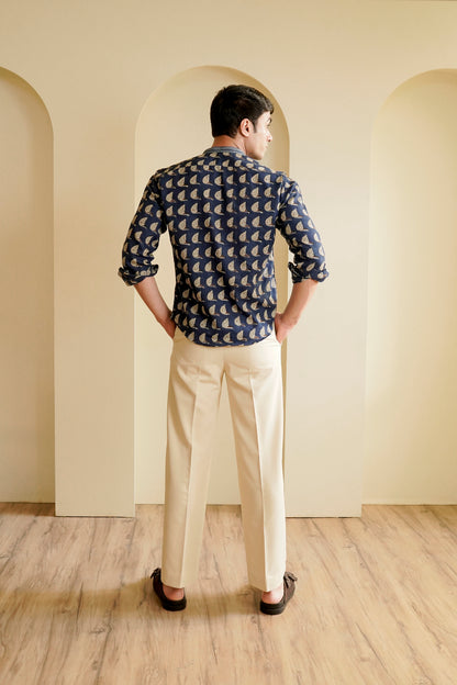 Regular Fit  Beige Trousers