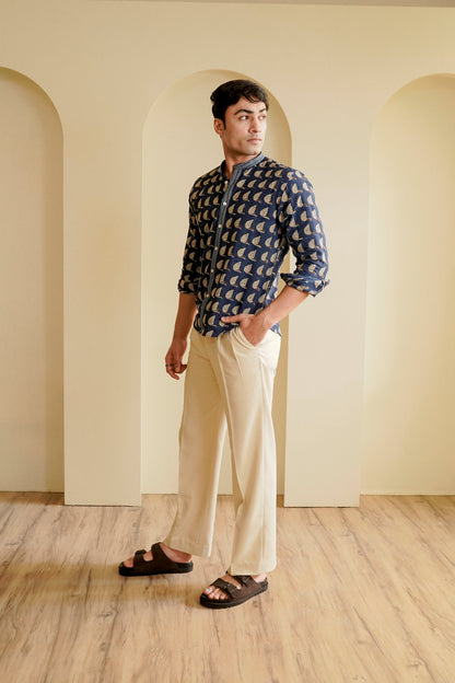 Slim Fit Hand block printed Shirt
