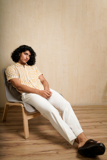 Yellow Striped Relaxed Fit Shirt