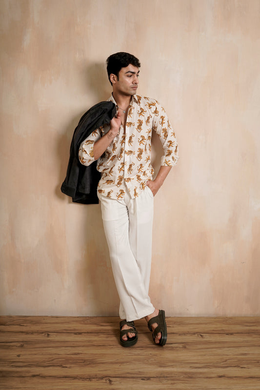 Regular Fit White Trousers