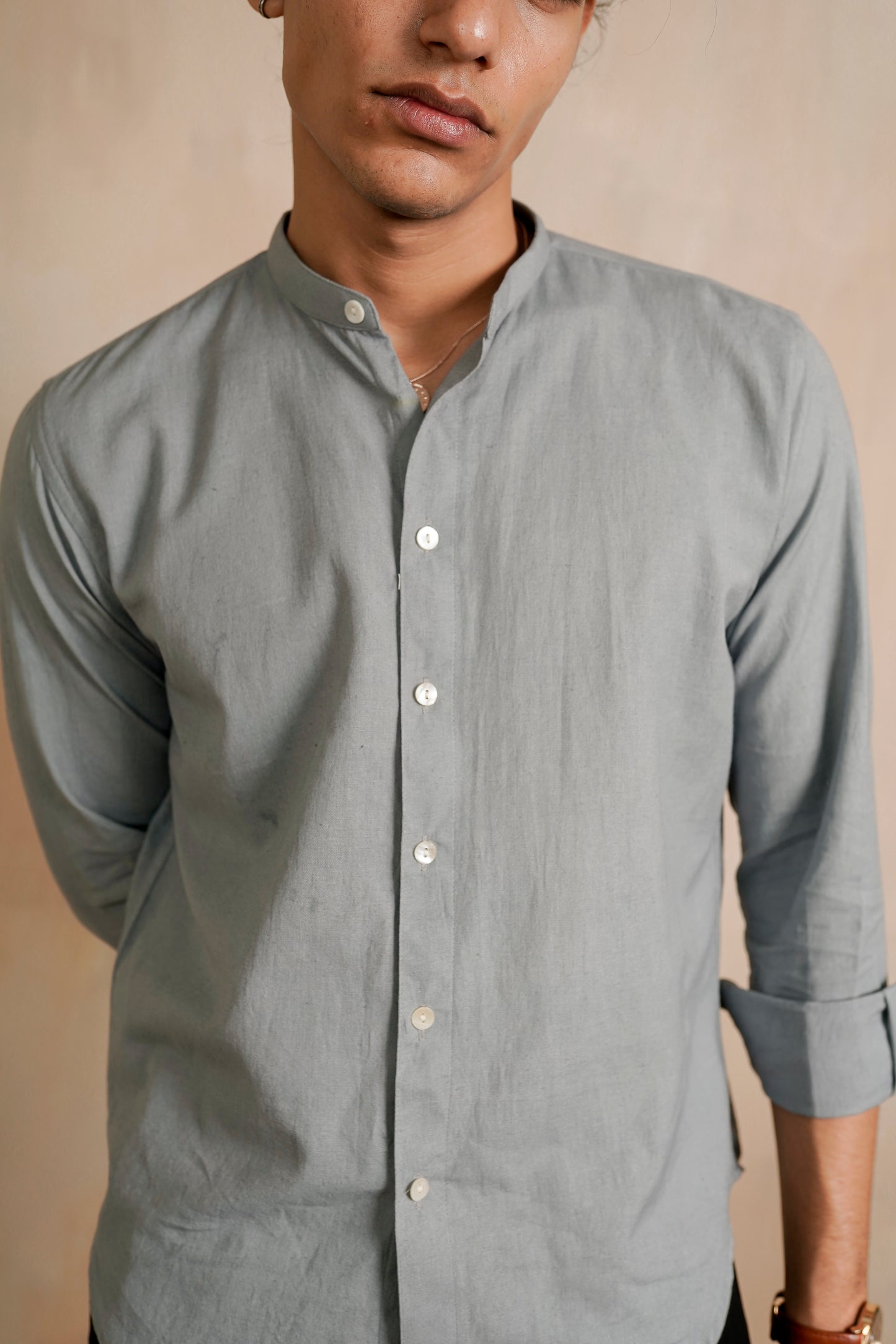 Solid Grey Regular fit Shirt