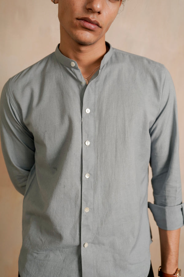 Solid Grey Regular fit Shirt