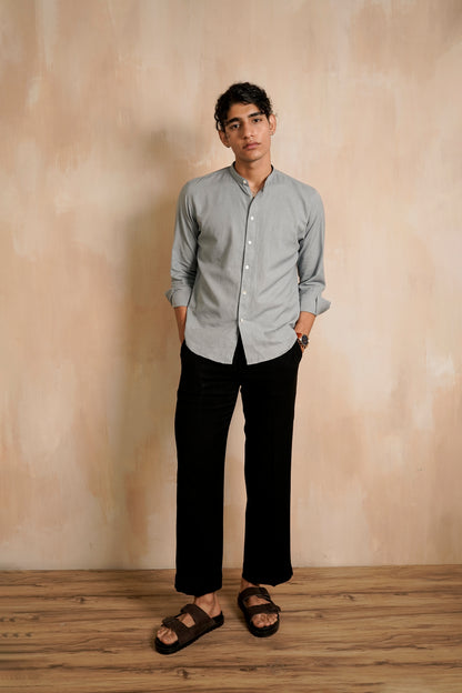 Solid Grey Regular fit Shirt