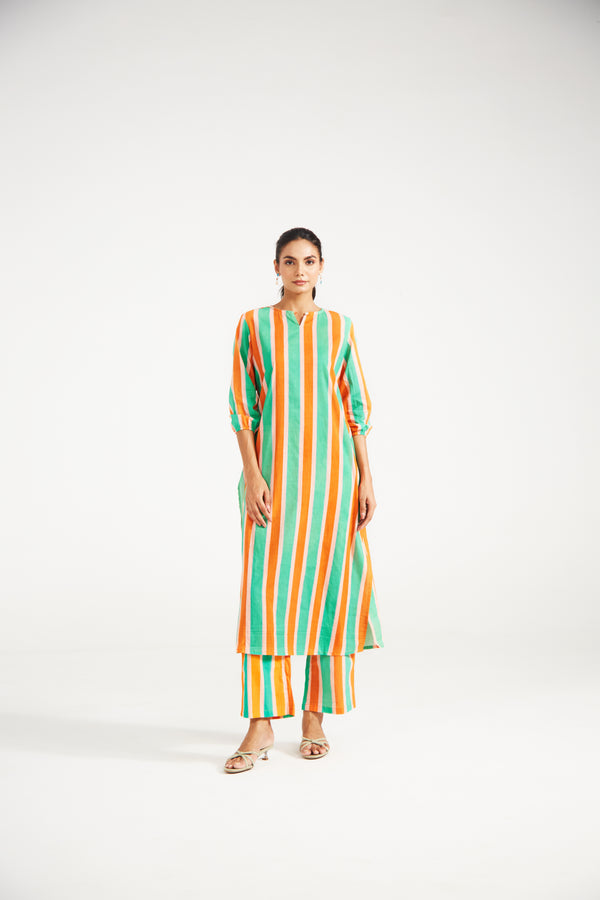 Amber Mint Stripe Tunic Set (Set Of Two)