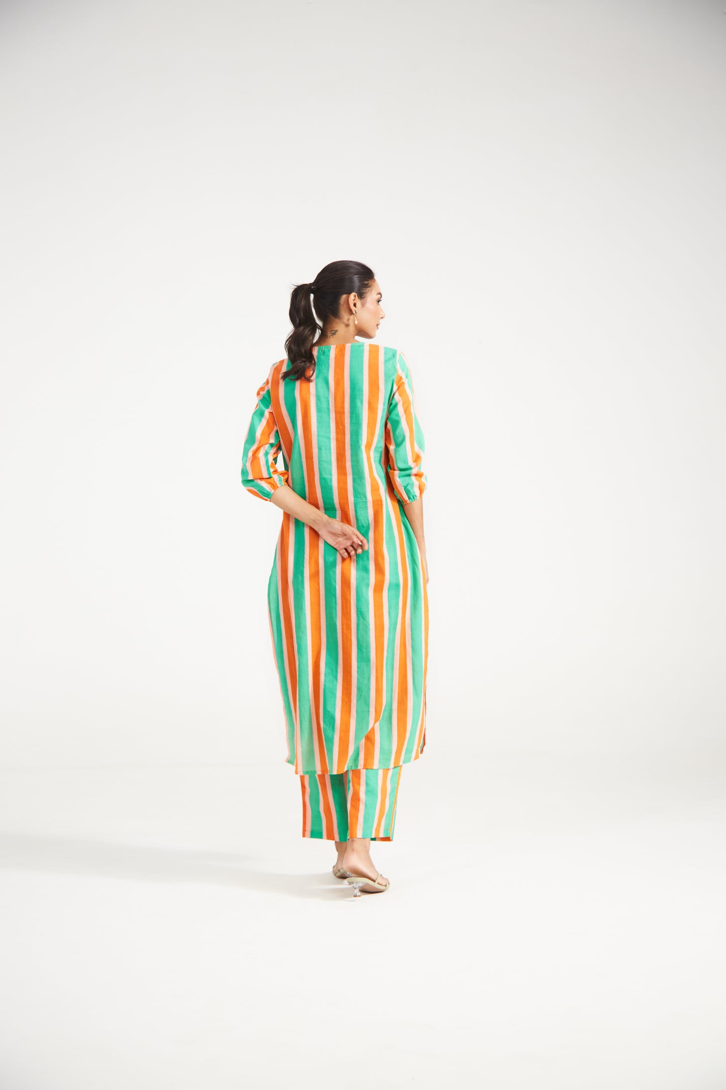 Amber Mint Stripe Tunic Set (Set Of Two)