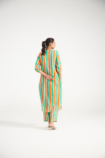 Amber Mint Stripe Tunic Set (Set Of Two)