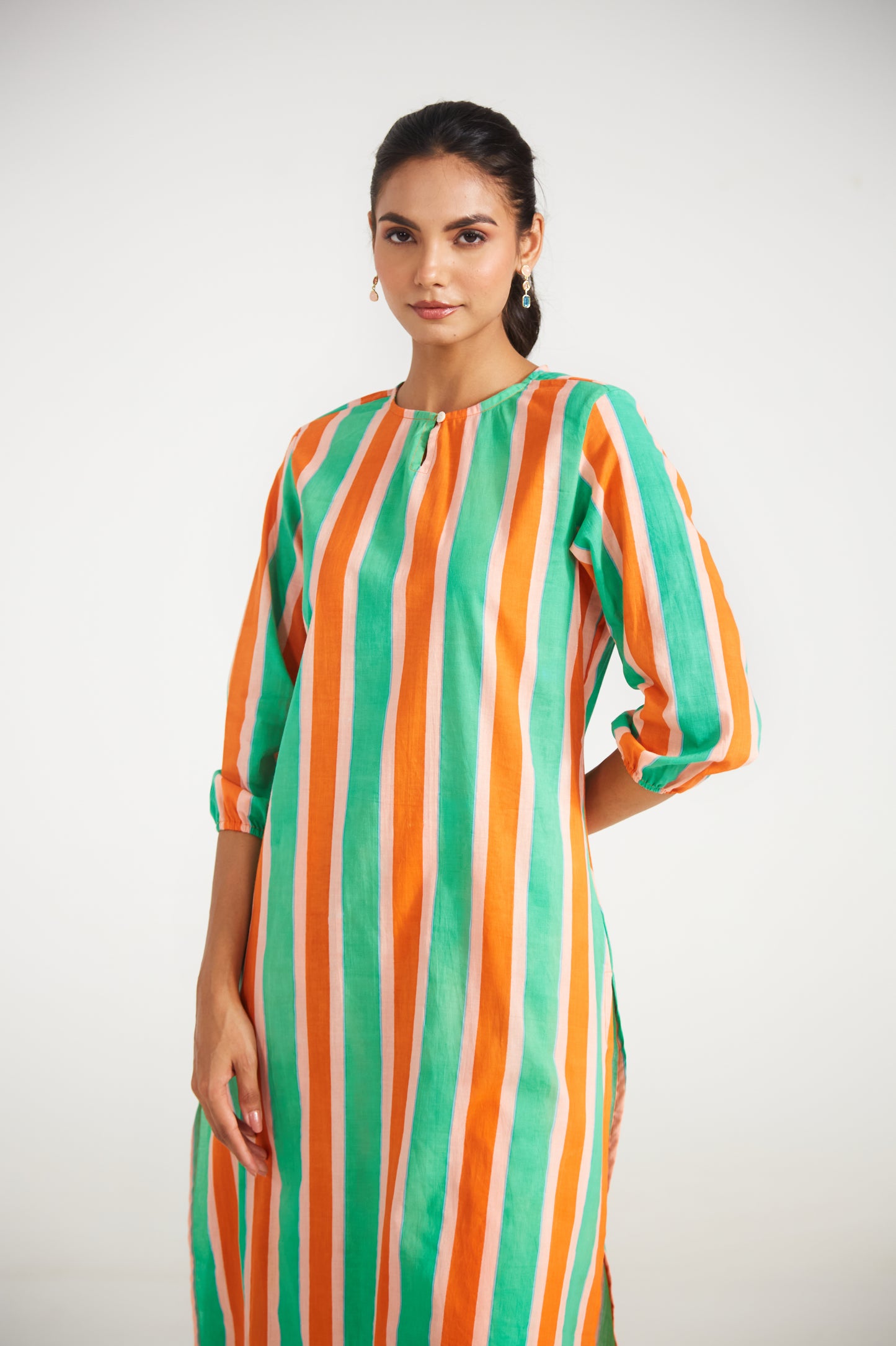 Amber Mint Stripe Tunic Set (Set Of Two)