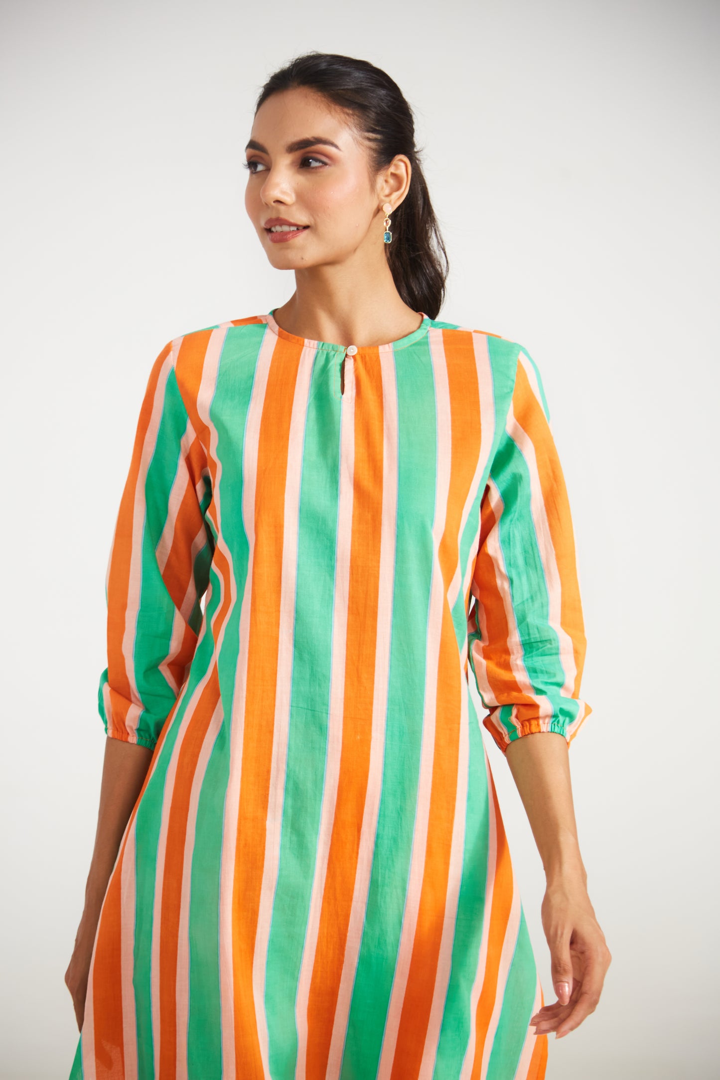 Amber Mint Stripe Tunic Set (Set Of Two)