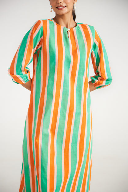 Amber Mint Stripe Tunic Set (Set Of Two)