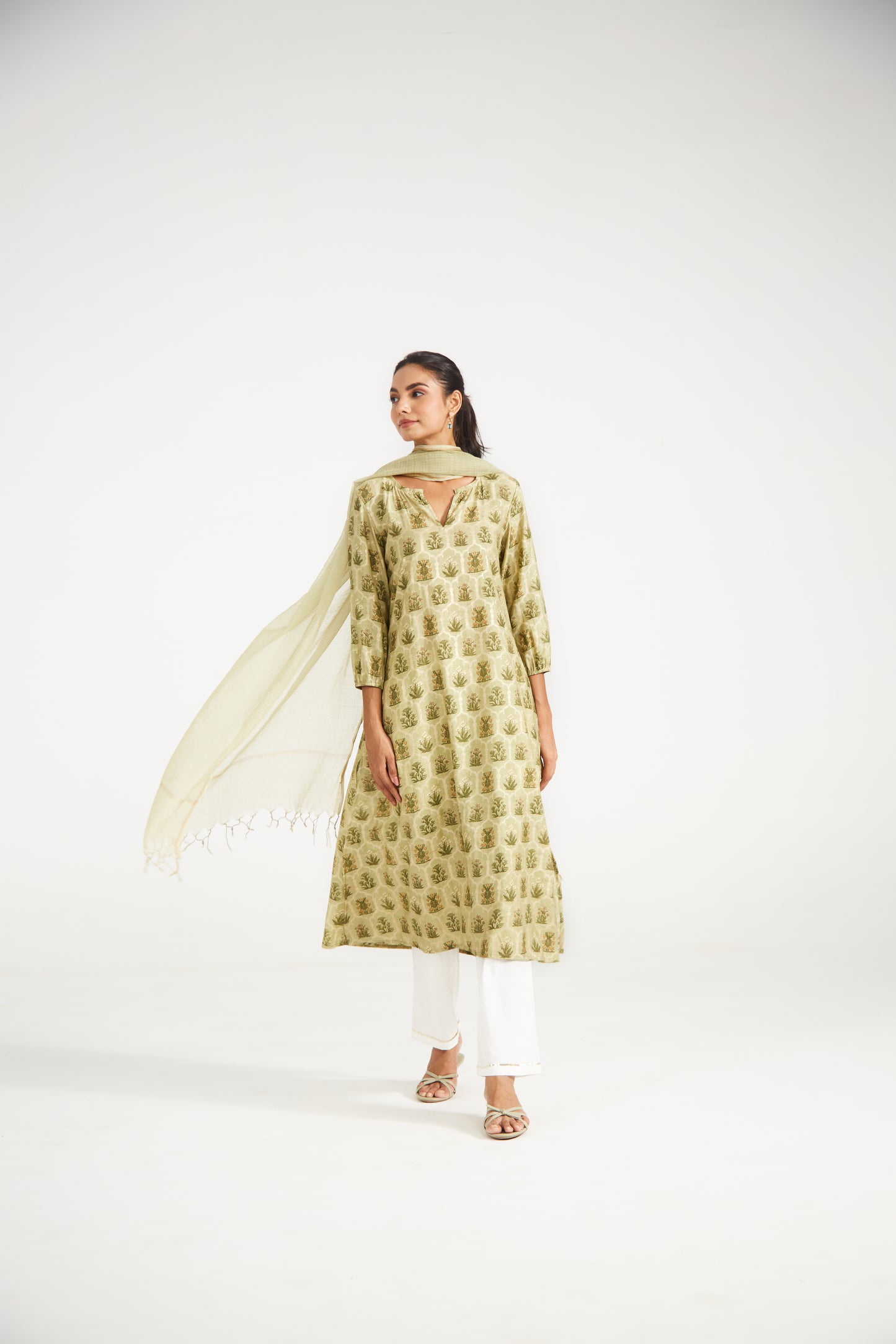 Sage Printed Suit Set (Set Of Three)