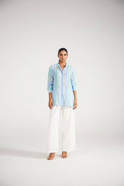 Blue Striped Relaxed Fit Shirt