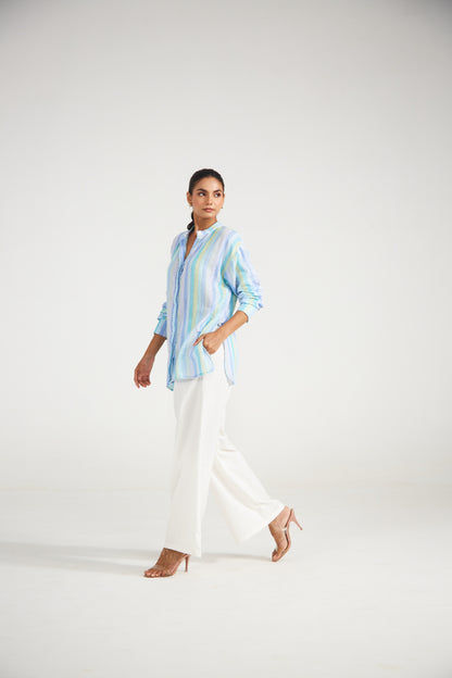 Blue Striped Relaxed Fit Shirt