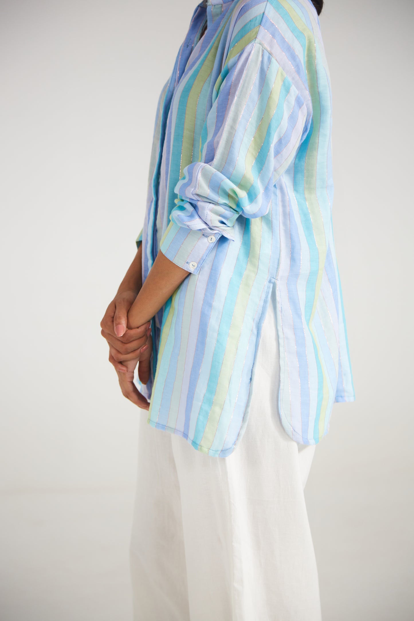 Blue Striped Relaxed Fit Shirt