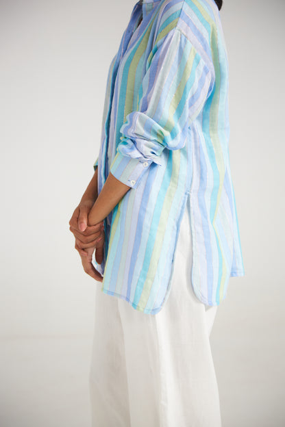 Blue Striped Relaxed Fit Shirt