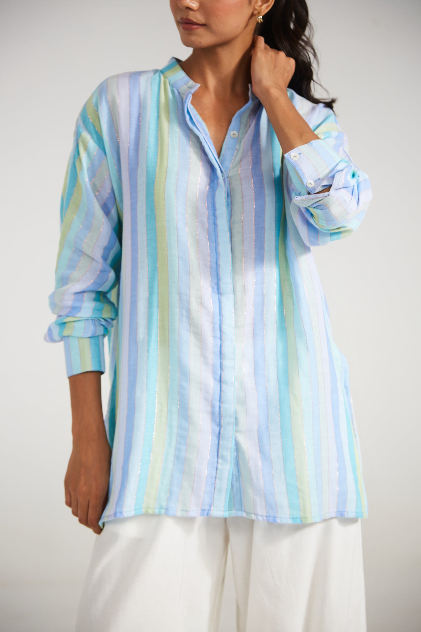 Blue Striped Relaxed Fit Shirt