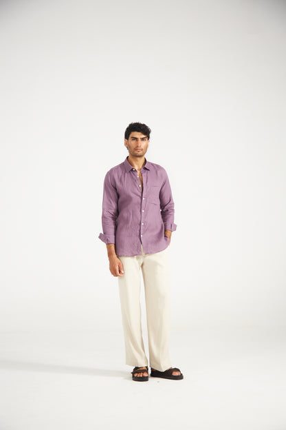 Men’s Plum Pure Linen Shirt