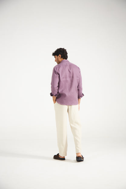 Men’s Plum Pure Linen Shirt