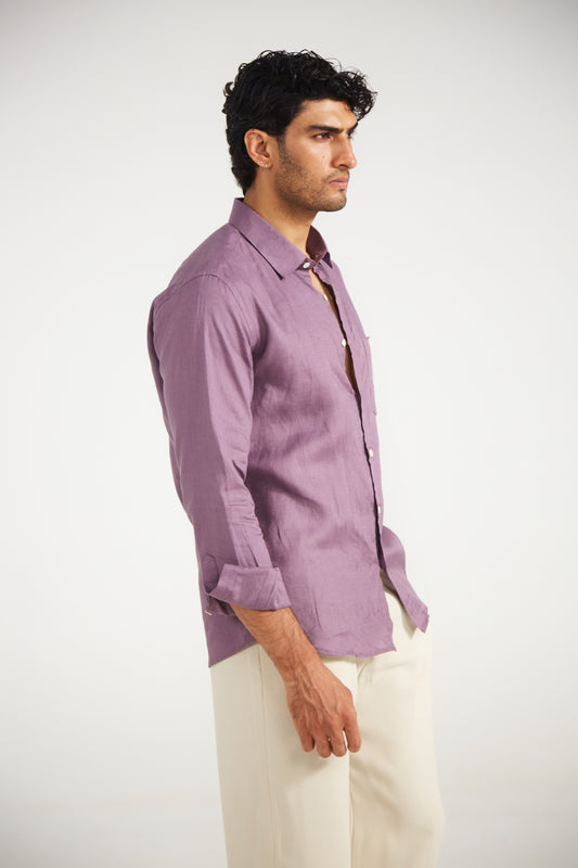 Men’s Plum Pure Linen Shirt