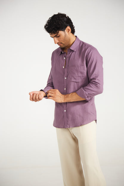 Men’s Plum Pure Linen Shirt