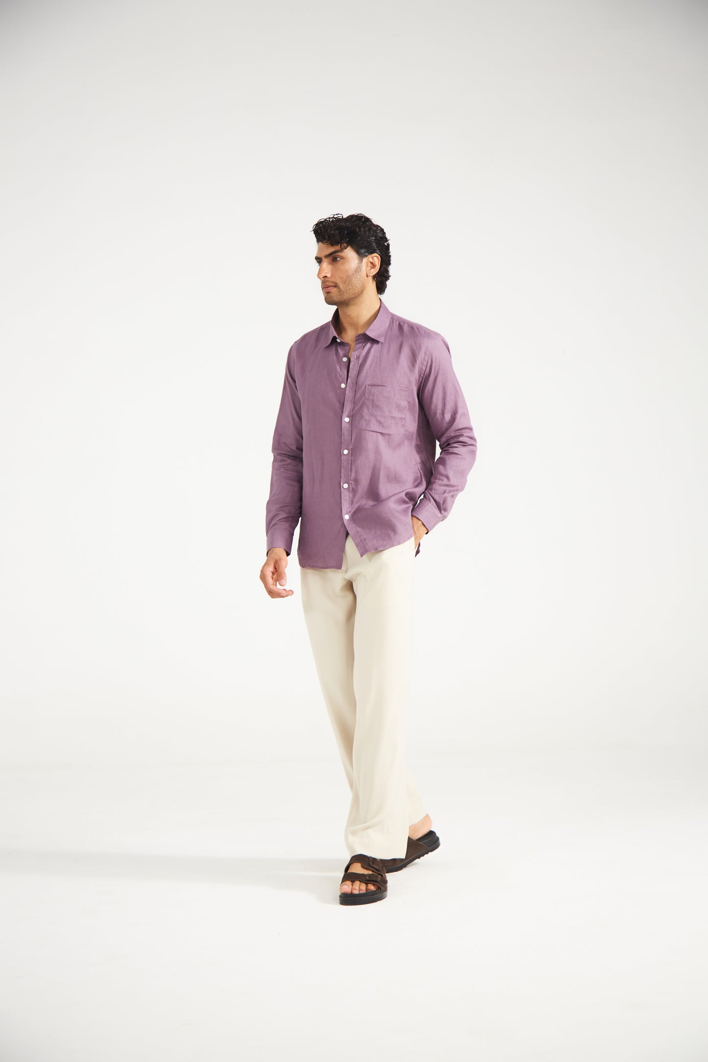 Men’s Plum Pure Linen Shirt