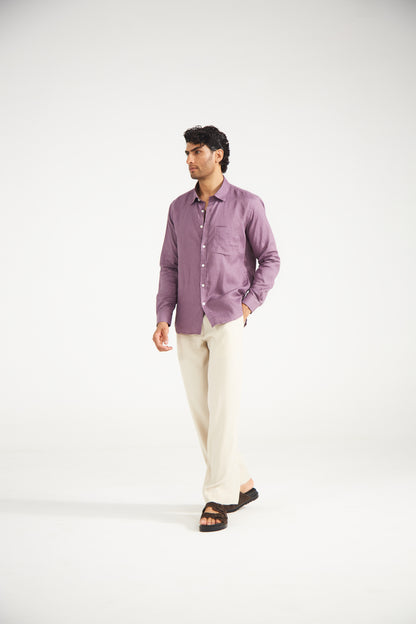 Men’s Plum Pure Linen Shirt