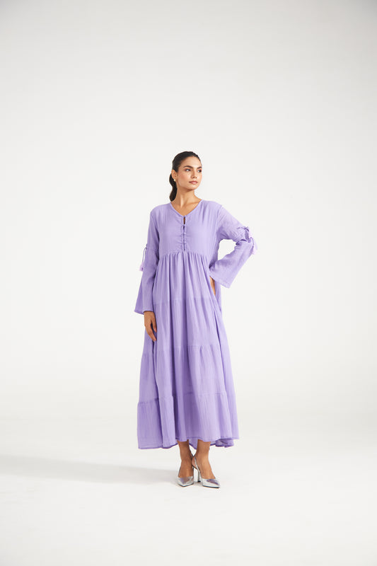 Lilac Tiered Midi Dress