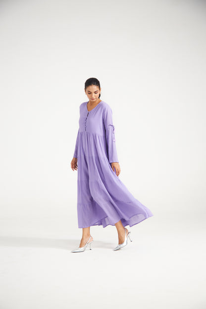 Lilac Tiered Midi Dress