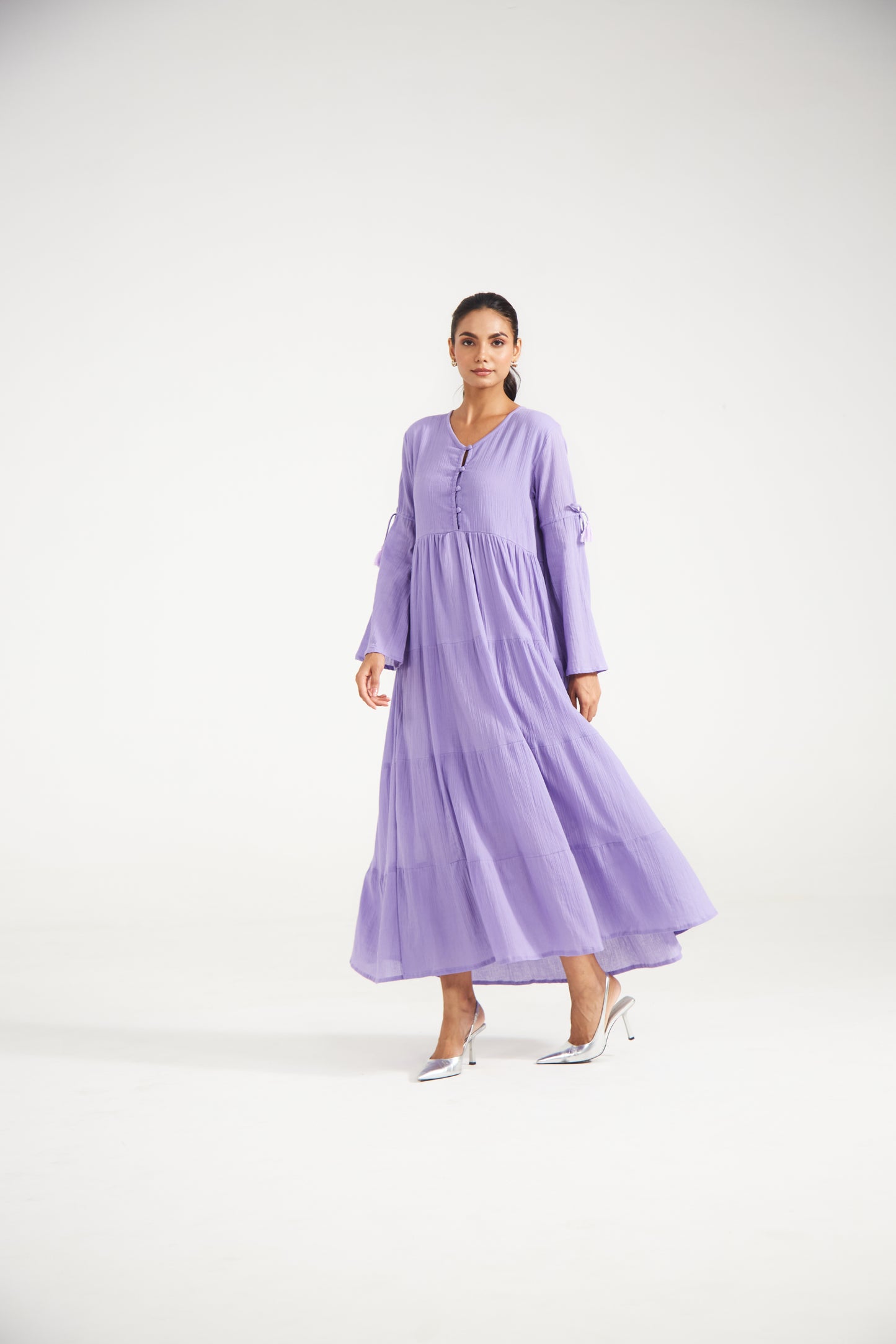 Lilac Tiered Midi Dress