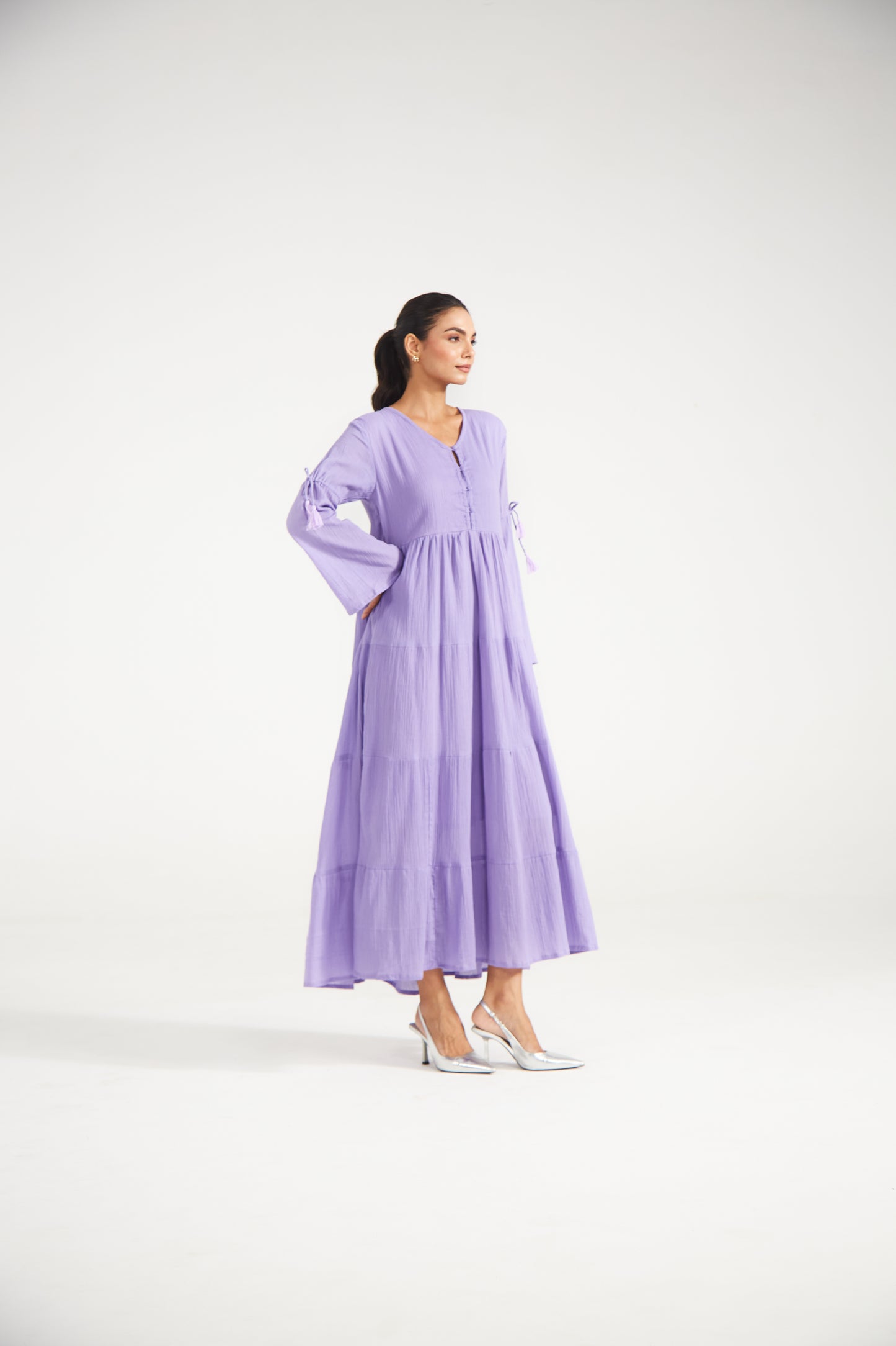 Lilac Tiered Midi Dress
